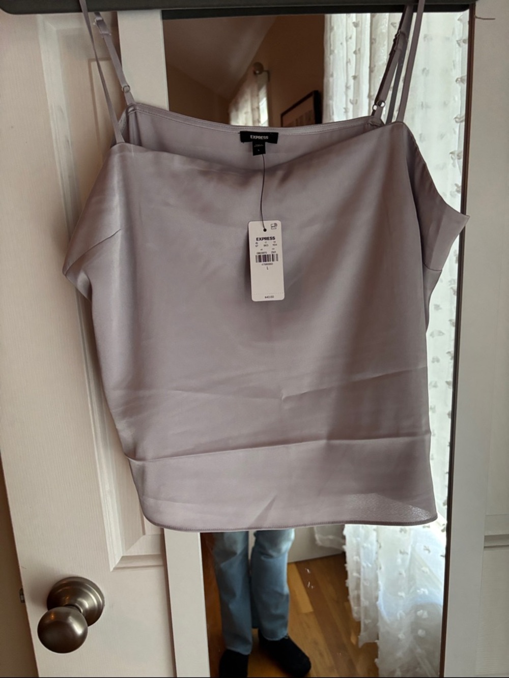 Express Satin Cropped Camisole in Soft Lavender